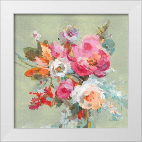 Windblown Blooms II White Modern Wood Framed Art Print by Nai, Danhui