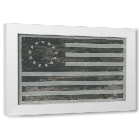 Slate American Flag White Modern Wood Framed Art Print by Schlabach, Sue
