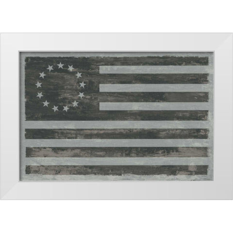 Slate American Flag White Modern Wood Framed Art Print by Schlabach, Sue