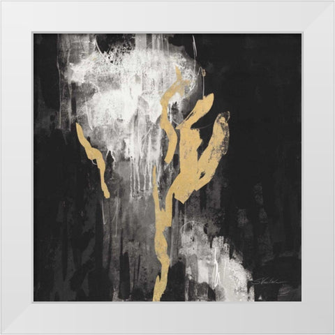 Golden Rain II BW White Modern Wood Framed Art Print by Vassileva, Silvia