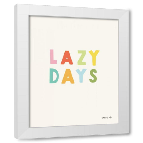 lazy days White Modern Wood Framed Art Print by Kelle, Ann
