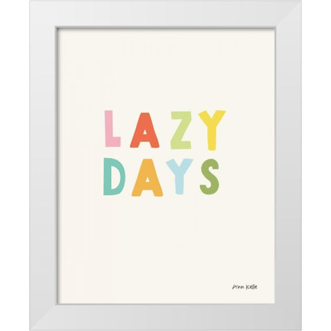lazy days White Modern Wood Framed Art Print by Kelle, Ann