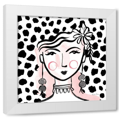 Pretty Faces I PInk White Modern Wood Framed Art Print by Zaman, Farida
