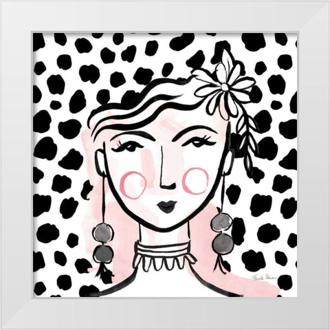 Pretty Faces I PInk White Modern Wood Framed Art Print by Zaman, Farida