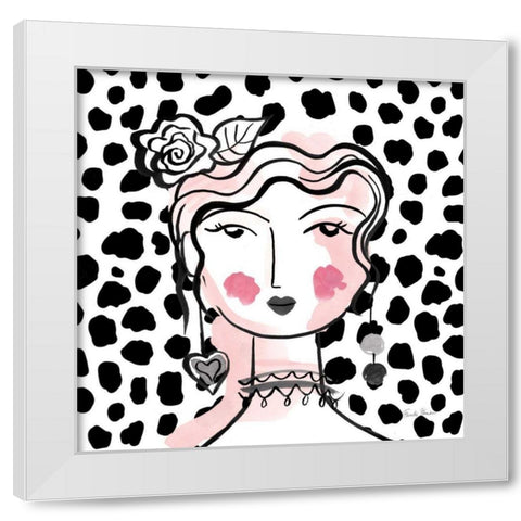 Pretty Faces II Pink White Modern Wood Framed Art Print by Zaman, Farida