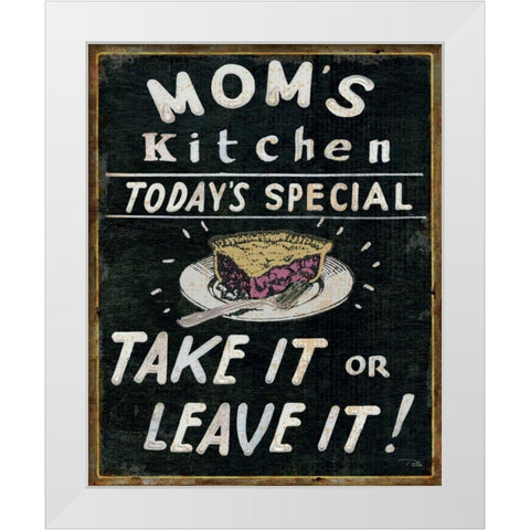 Moms Kitchen White Modern Wood Framed Art Print by Pela Studio