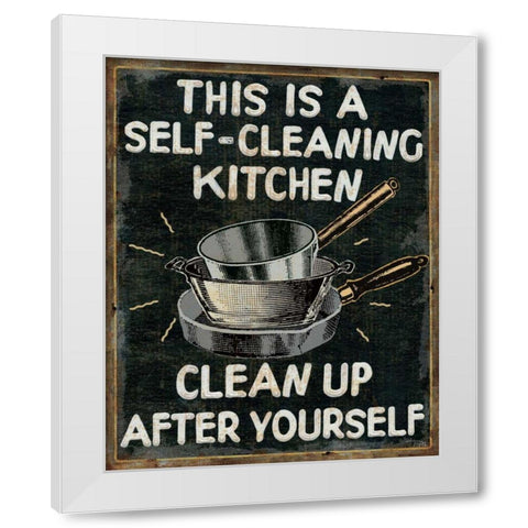 Self Cleaning Kitchen White Modern Wood Framed Art Print by Pela Studio