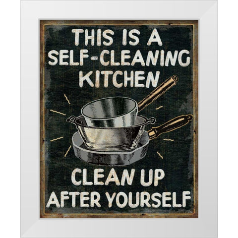 Self Cleaning Kitchen White Modern Wood Framed Art Print by Pela Studio