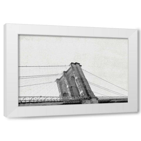 Brooklyn Bridge From Below White Modern Wood Framed Art Print by Wild Apple Portfolio