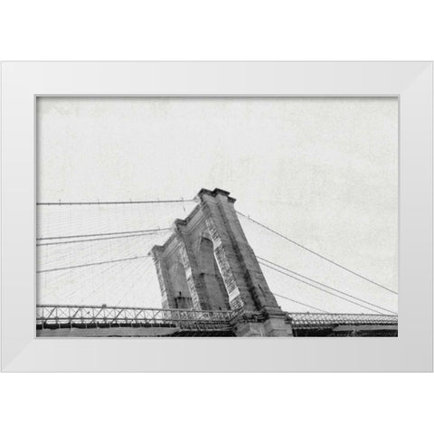 Brooklyn Bridge From Below White Modern Wood Framed Art Print by Wild Apple Portfolio