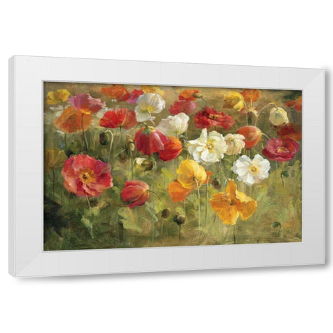 Poppy Field White Modern Wood Framed Art Print by Nai, Danhui