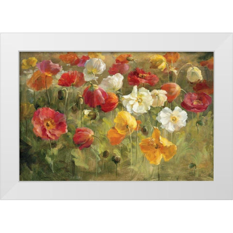 Poppy Field White Modern Wood Framed Art Print by Nai, Danhui