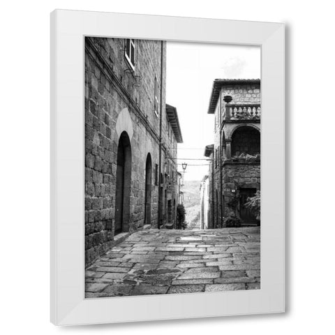 Village Square White Modern Wood Framed Art Print by Aledanda