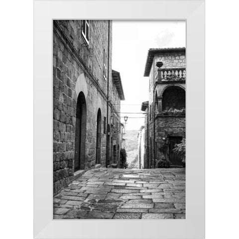 Village Square White Modern Wood Framed Art Print by Aledanda