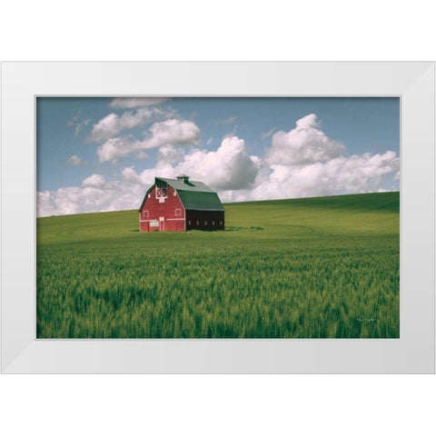 Palouse Region Red Barn I White Modern Wood Framed Art Print by Majchrowicz, Alan