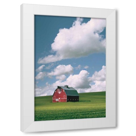 Palouse Region Red Barn II White Modern Wood Framed Art Print by Majchrowicz, Alan