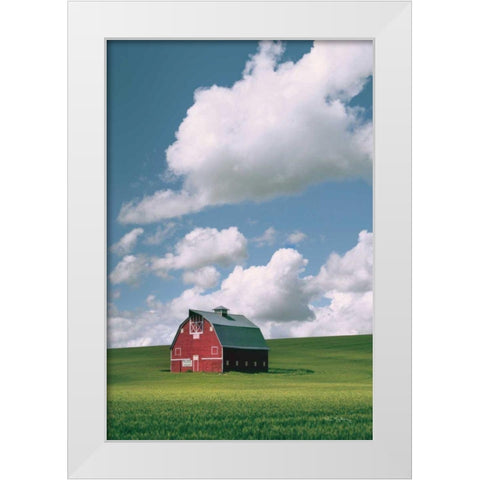 Palouse Region Red Barn II White Modern Wood Framed Art Print by Majchrowicz, Alan