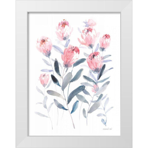 All the Protea White Modern Wood Framed Art Print by Nai, Danhui