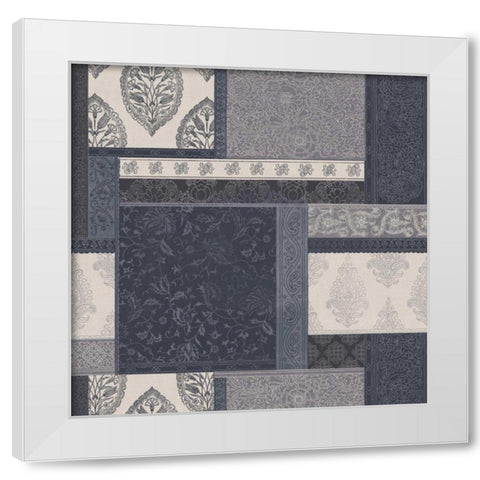 Exotic Threads Blue Cream White Modern Wood Framed Art Print by Wild Apple Portfolio