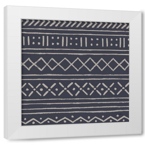 Jungle Love Pattern V Blue Sq I White Modern Wood Framed Art Print by Penner, Janelle