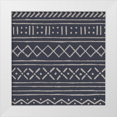 Jungle Love Pattern V Blue Sq I White Modern Wood Framed Art Print by Penner, Janelle