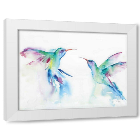 Hummingbirds I White Modern Wood Framed Art Print by Valle, Aimee Del