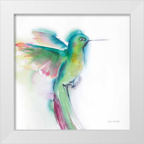 Hummingbirds II White Modern Wood Framed Art Print by Valle, Aimee Del
