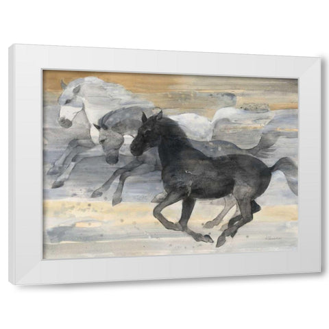 Prancing Trio White Modern Wood Framed Art Print by Hristova, Albena