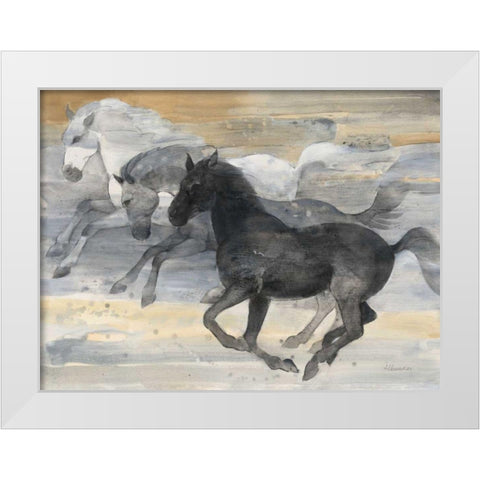 Prancing Trio White Modern Wood Framed Art Print by Hristova, Albena