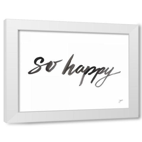 So Happy White Modern Wood Framed Art Print by Panganiban, Karyn