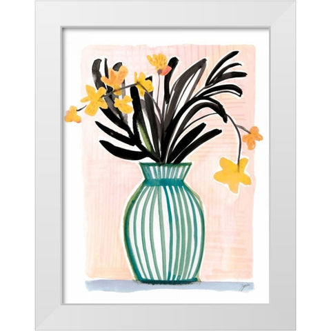 Tropical Orchids White Modern Wood Framed Art Print by Panganiban, Karyn