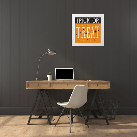 Festive Fright Trick or Treat III White Modern Wood Framed Art Print by Mullan, Michael