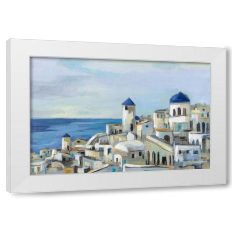 Santorini View I White Modern Wood Framed Art Print by Vassileva, Silvia