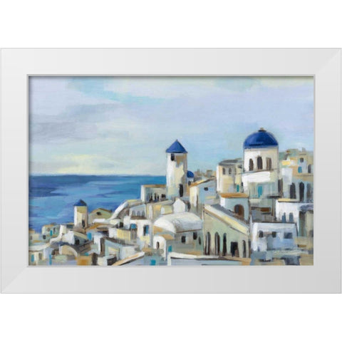 Santorini View I White Modern Wood Framed Art Print by Vassileva, Silvia