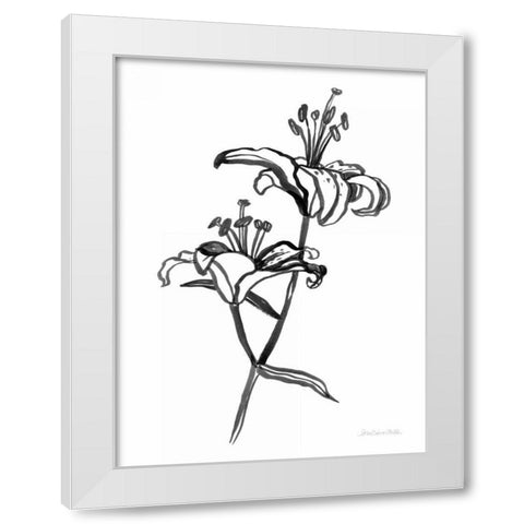 Ink Lilies I White Modern Wood Framed Art Print by Miller, Sara Zieve