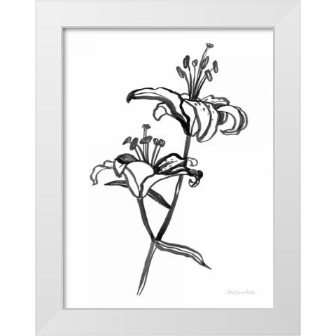 Ink Lilies I White Modern Wood Framed Art Print by Miller, Sara Zieve