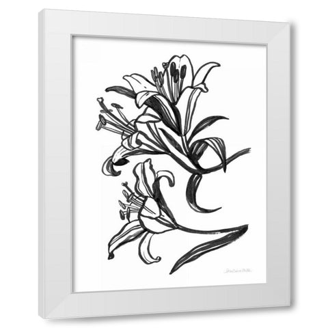 Ink Lilies II White Modern Wood Framed Art Print by Miller, Sara Zieve