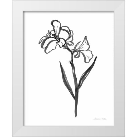 Ink Flower II White Modern Wood Framed Art Print by Miller, Sara Zieve