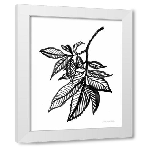 Ink Leaves White Modern Wood Framed Art Print by Miller, Sara Zieve
