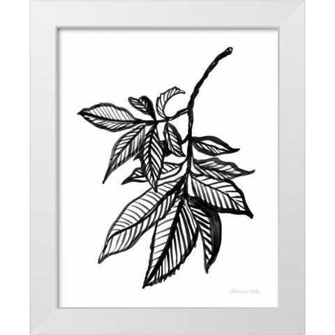 Ink Leaves White Modern Wood Framed Art Print by Miller, Sara Zieve
