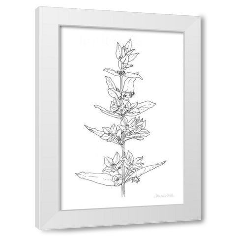 Sketched Flowers White Modern Wood Framed Art Print by Miller, Sara Zieve