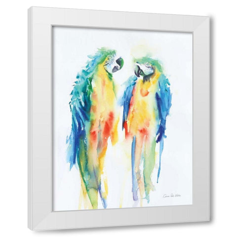 Colorful Parrots I White Modern Wood Framed Art Print by Valle, Aimee Del
