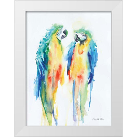 Colorful Parrots I White Modern Wood Framed Art Print by Valle, Aimee Del