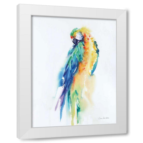 Colorful Parrots II White Modern Wood Framed Art Print by Valle, Aimee Del
