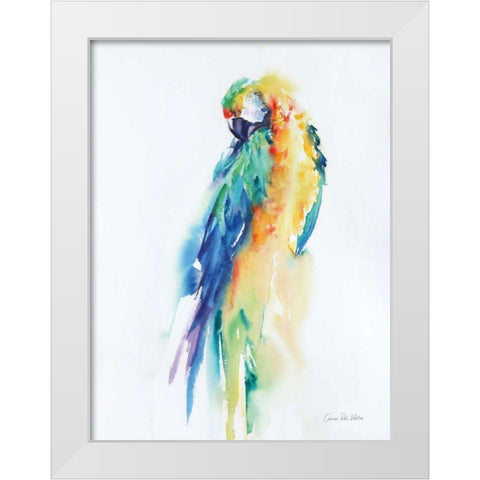 Colorful Parrots II White Modern Wood Framed Art Print by Valle, Aimee Del