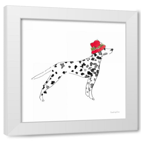 Holiday Dalmatian White Modern Wood Framed Art Print by Charro, Mercedes Lopez