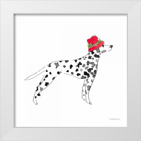 Holiday Dalmatian White Modern Wood Framed Art Print by Charro, Mercedes Lopez