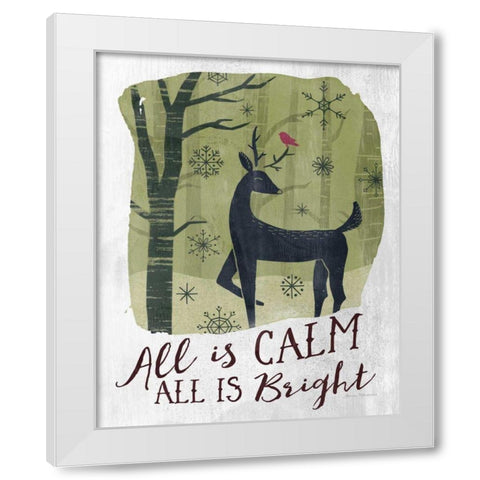 Woodland Wishes I Green White Modern Wood Framed Art Print by Marshall, Laura