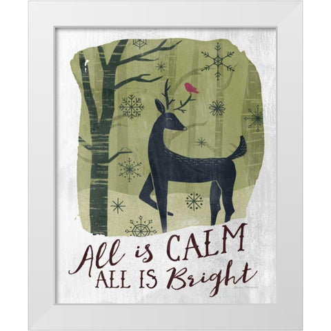 Woodland Wishes I Green White Modern Wood Framed Art Print by Marshall, Laura