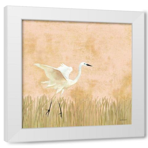 Egret Alighting I White Modern Wood Framed Art Print by Lovell, Kathrine